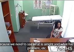 Aroused doctor is about to drink a powerful pecker