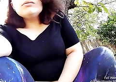 Pissing outside! Come watch LilKiwwiMonster wet her panties and pee in the dirt!