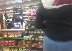 Candid slow mo video Mexican booty at gas station Pt 1
