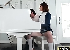 Cute teen with perky tits gets pounded by her piano teacher