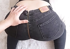 Fuck MILF and her Big Ass Zipper Jeans - Cristall Gloss