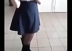 Schoolgirl shows crestfallen legs