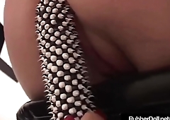 RubberDoll Pleasures GF Just about Spiky Black &amp_ White Vibrator!