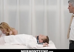 Hot Mormon Sister Sucks And Fucks Tied Up Church Brother While President Watches